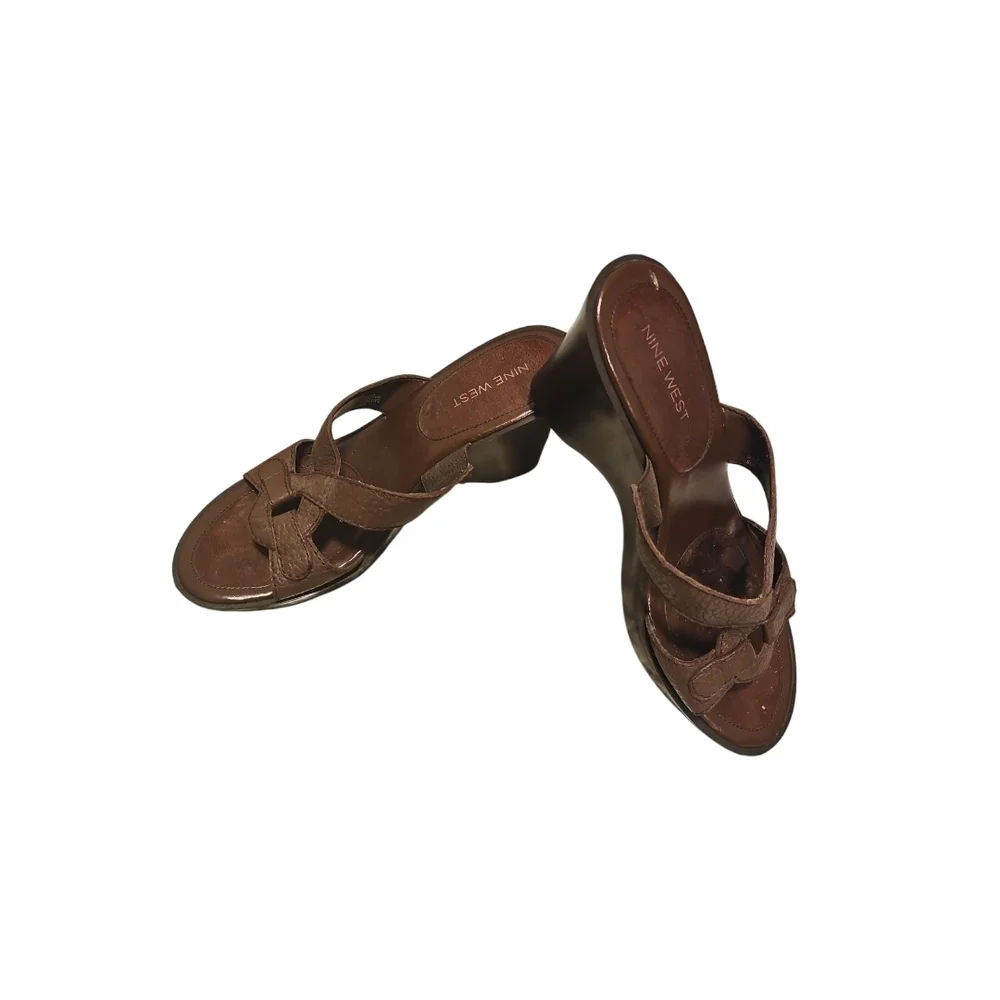 Nine West Brown Wedge Sandals